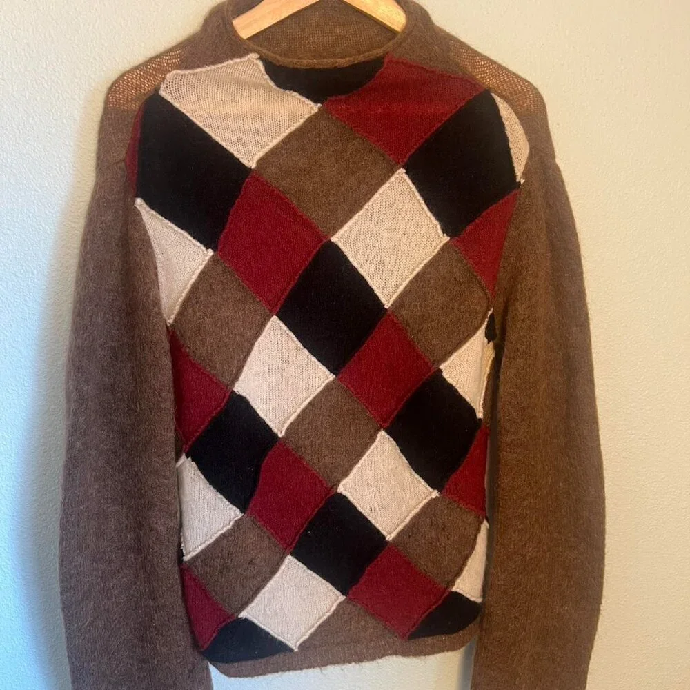 Authentic Burberry Women's Multi-Jumper Argyle Sweater - Picture 1 of 6